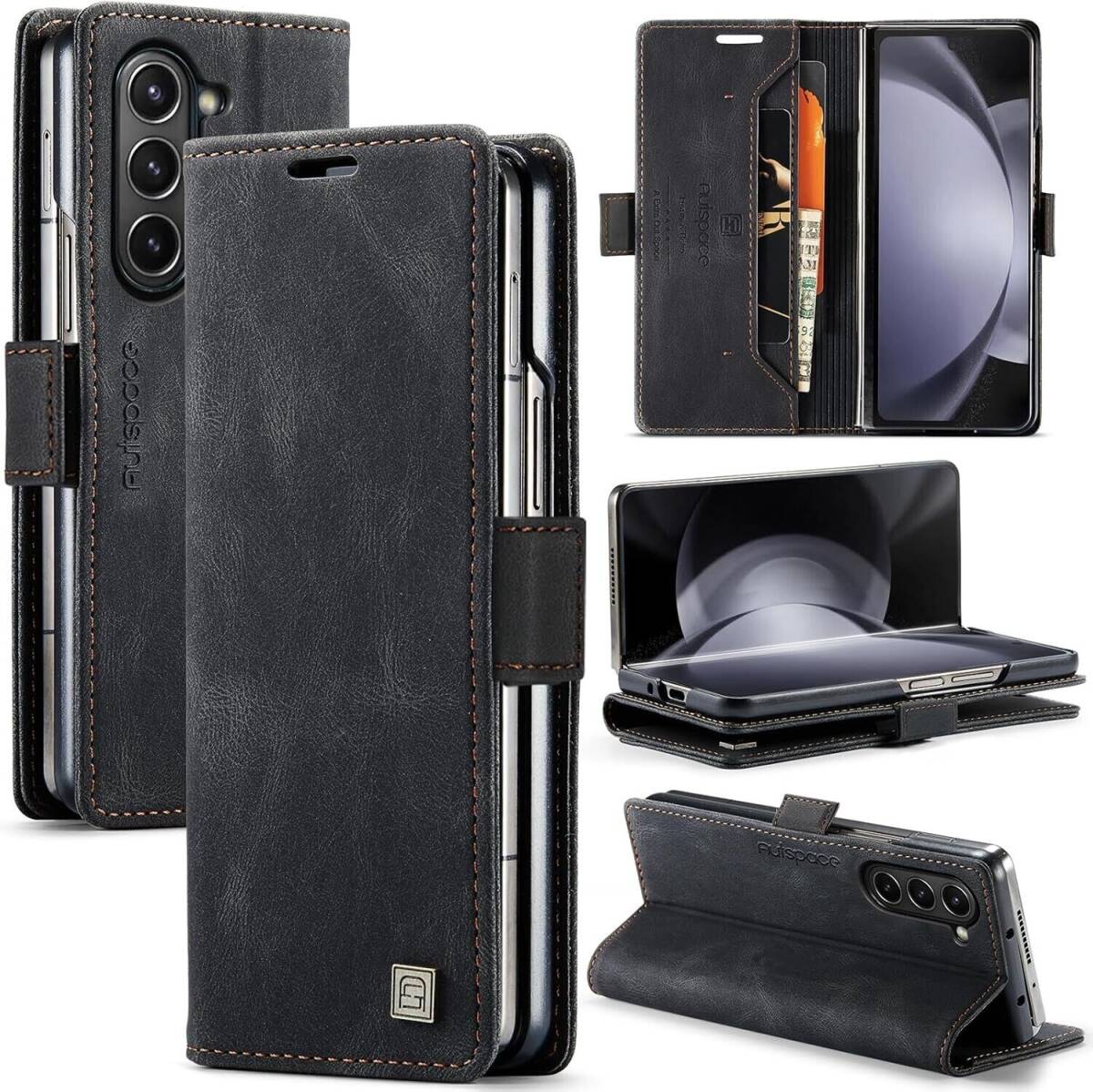 For Samsung Galaxy Z Fold 6 Case with Card Slots and Magnetic Flip Folio Cover 海外 即決