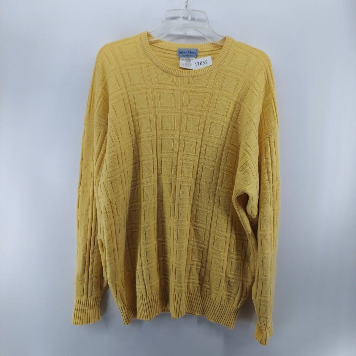 Bullock & Jones sweater men size large yellow knit cotton cashmere casual 海外 即決