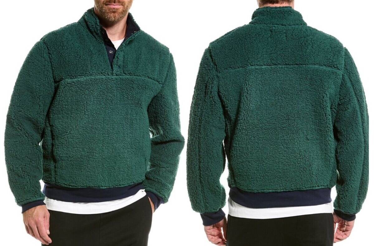 M Singer Men\'s Green Sherpa Pullover - Size M 海外 即決