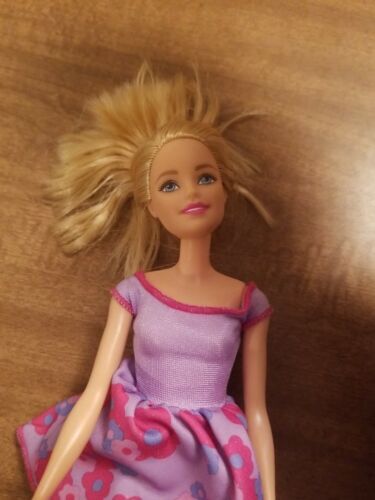 Mattel Barbie Doll 12" Blonde Hair Purple Flowers No Shoes 海外 即決