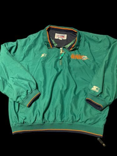Vintage Starter Pro Line NFL Miami Dolphins Hoped Quarter Zip Jacket Size XL 海外 即決