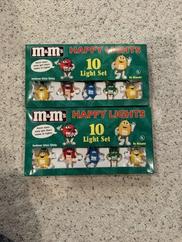 Vintage M&M\'s Candy Happy Lights Christmas Decor String Lights Two Sets of 10 海外 即決