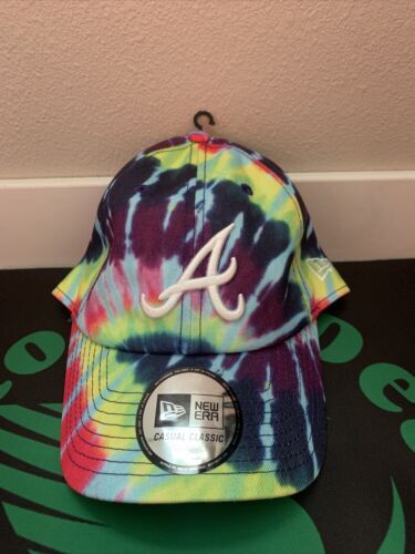 Atlanta Braves Tie Dye New Era Adjustable Hat Casual Classics Purple White 海外 即決