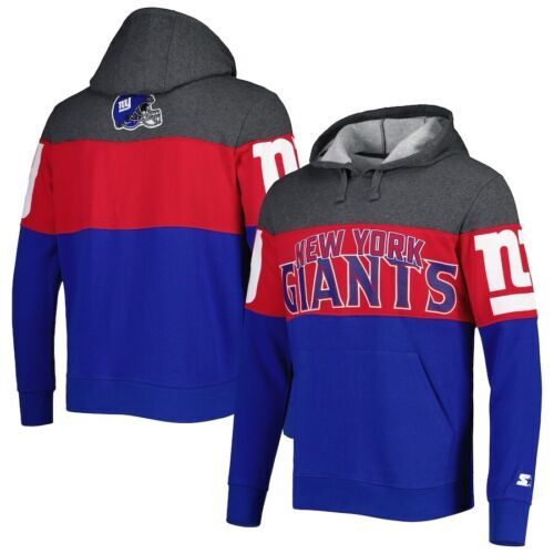 Men\'s Starter Heather Charcoal/Red New York Giants Extreme Pullover Hoodie 海外 即決