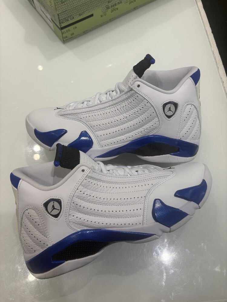 27cm(US9)M/10.5W - Jordan 14 Retro White Hyper Royal 487471-104 Pre-Owned 海外 即決