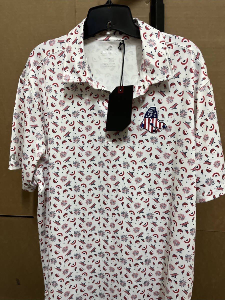 Men’s size large Boston Red Sox polo shirt, Antigua new sale Independence Day 海外 即決