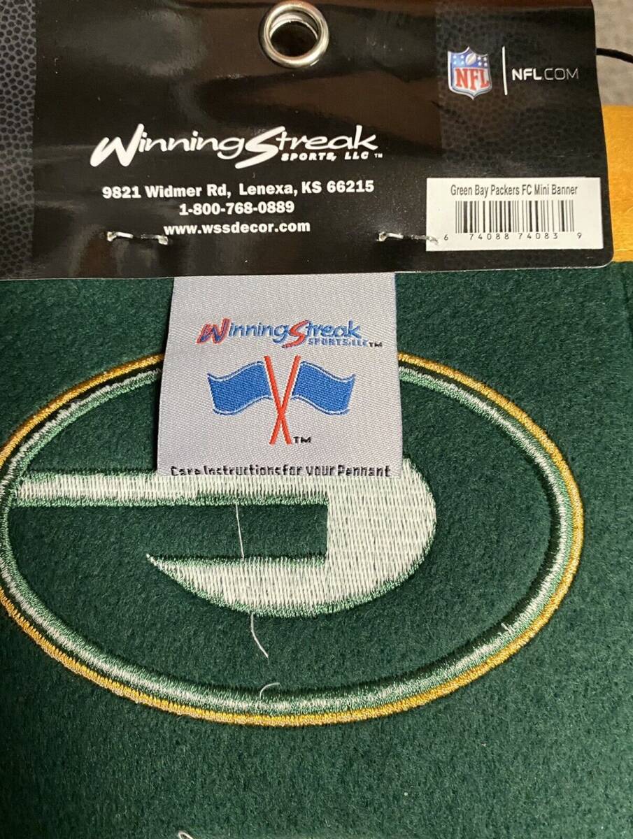 Green Bay Packers Embroidered Mini Wool Team Banner Hanging 15" by 6" New NFL 海外 即決