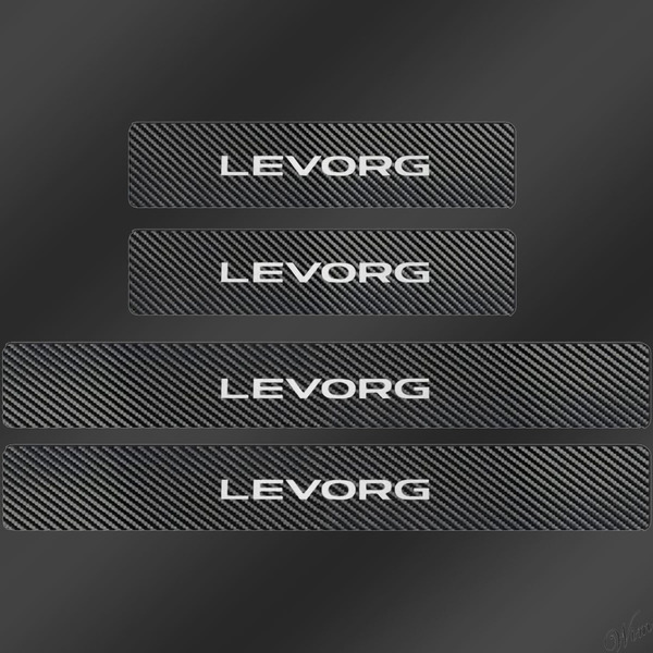 ◆高級感を演出するシルバーロゴ◆ スカッフプレート 4枚入 LEVORG 簡単取付 カーボン調 自動車 スバル サイドステップガード