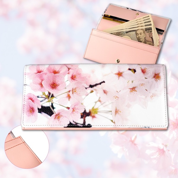 定価14850円!桜咲く春財布 幸運 長財布 女性 桜 春 たまふり屋 開運 縁起物 新品 未使用 金運 牛革 シャンタン生地