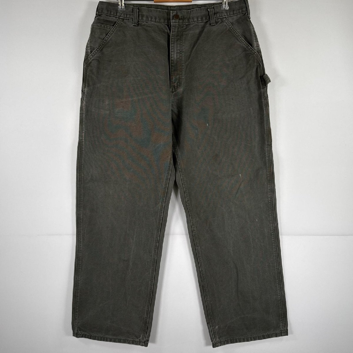 古着 カーハート Carhartt ワークパンツ ダック ペインターパンツ 作業着 ワンポイント ロゴ 大きいサイズ w38 L32 カーキ メンズ