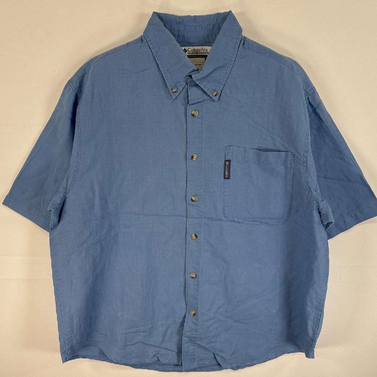 古着 コロンビア Columbia 半袖シャツ ワンポイント ロゴ ラミーシャツ