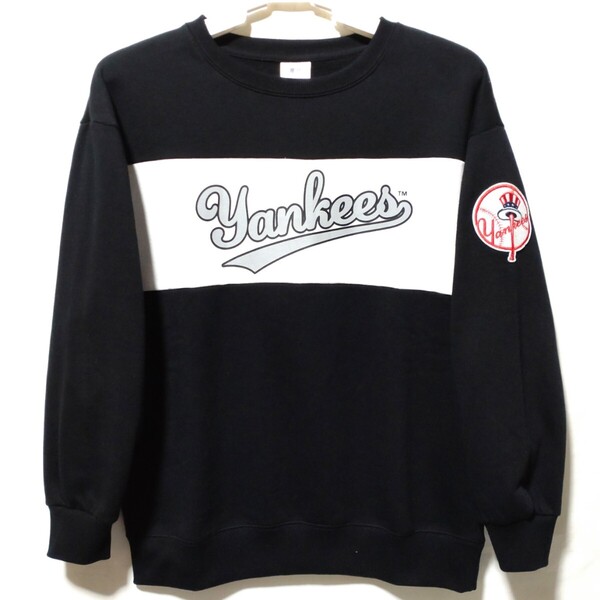 特価/未使用【サイズ=L】MLB/Yankees/メジャーリーグベースボール/ヤンキース/レディス/裏起毛/スウェット/トレーナー/胸囲=86~94cm/black