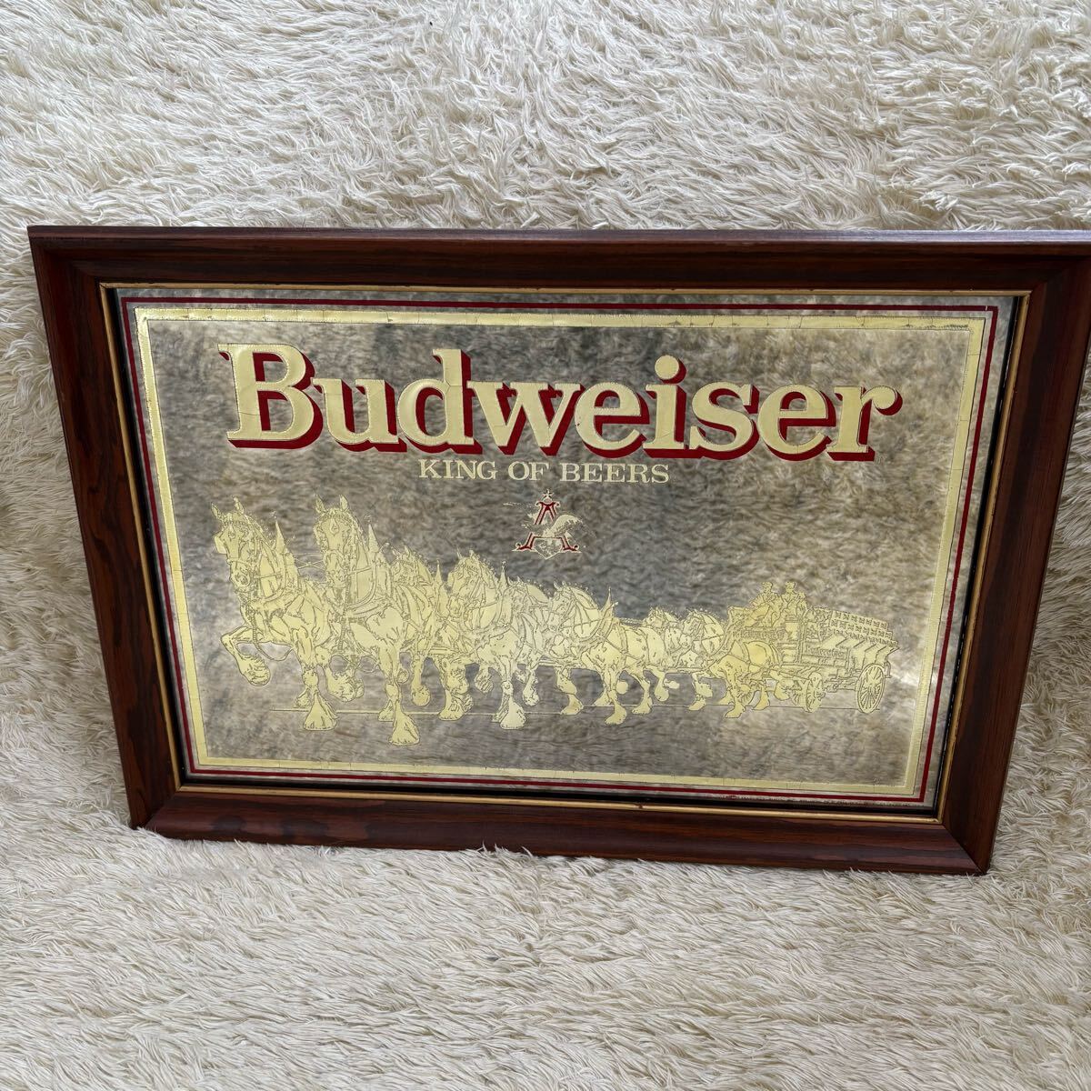 Budweiser】輸入物☆バドワイザー 大型 パブミラー 看板 Budweiser】輸入物☆バドワイザー 大型 パブミラー 看板