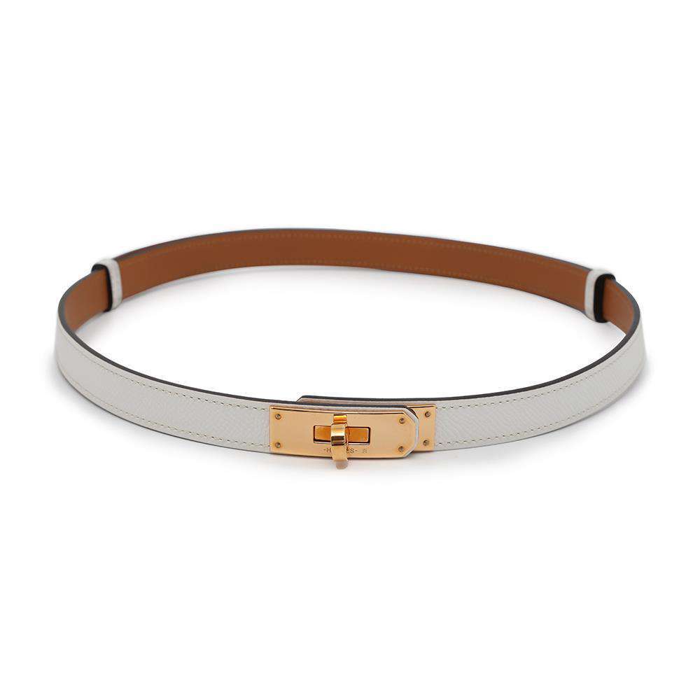 エルメス ケリーベルト ホワイト/ゴールド金具 エプソン Z刻印 HERMES べルト 白 【安心保証】