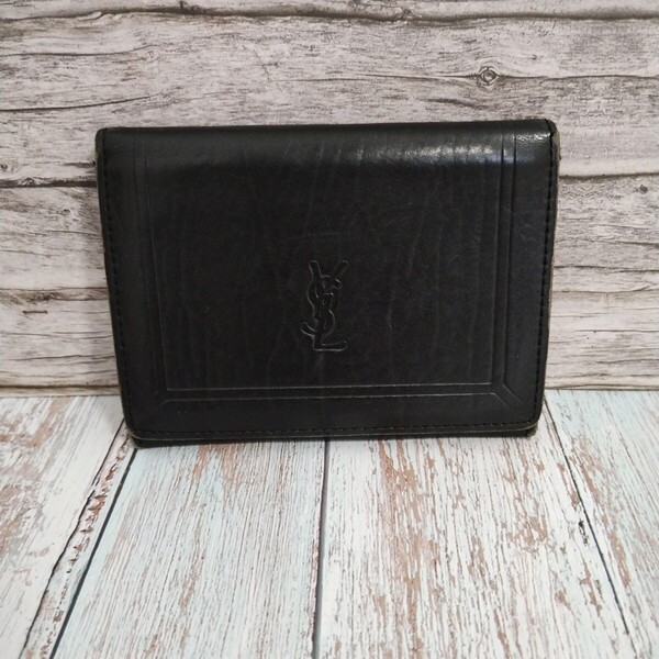 YVES SAINT LAURENT 名刺入れ カードケース パスケース レザー ブラック メンズ イヴ サン ローラン 送料無料