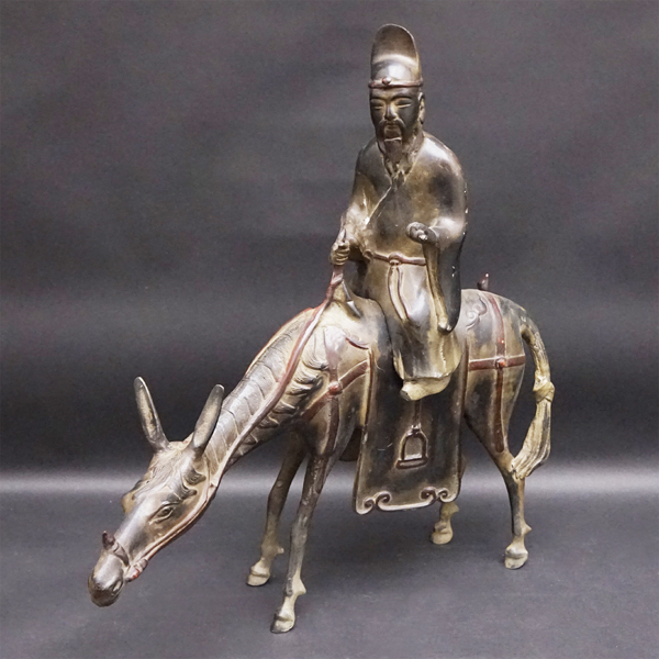 【送料関税無料】 中国美術 銅器 寿老人 金属工芸 香櫨 特大のったり香炉 中国古玩 その他