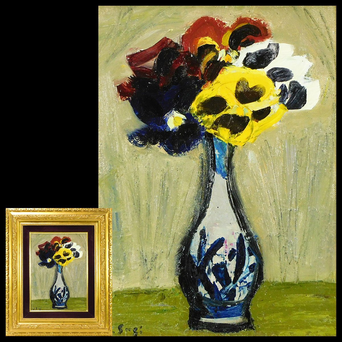 訳アリ品SALE! 【匿名配送】 洋画家 杉村惇 油絵 ≪薊（あざみ）≫