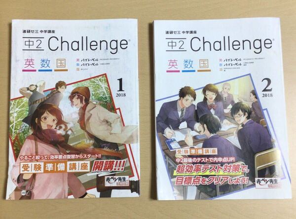 【進中B5-7】進研ゼミ 中学講座『中2 Challenge 英数国』 2018年1月・2月 ベネッセ