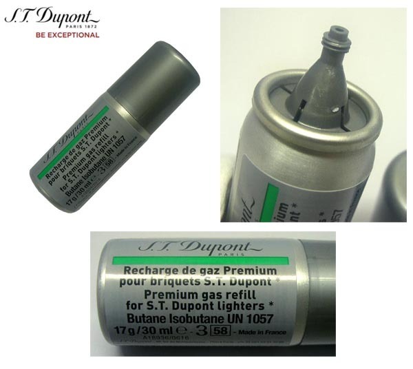 複数回注入型 新品正規品 デュポン(S.T.Dupont)ライター専用ガスボンベ(緑色 グリーン）2本セット