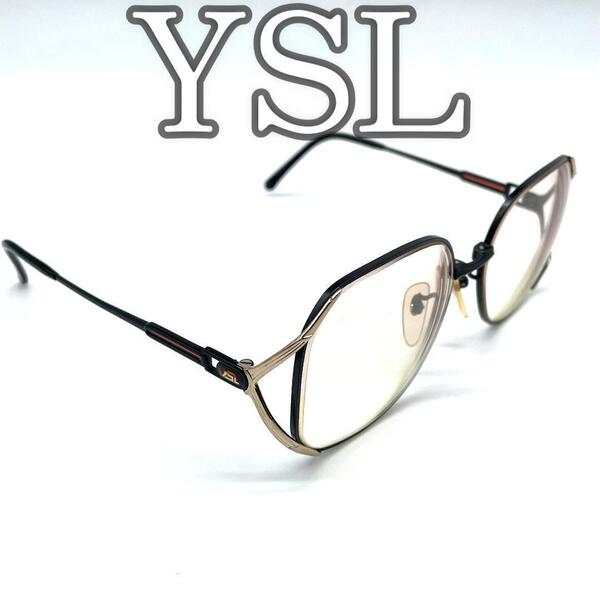 【美品】YSL ヴィンテージ メガネ 度入り 黒 メタルフレーム サングラス