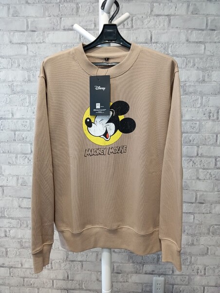 S 新品 ワークマン ディズニー ミッキー ライト スウェット トレーナー ベージュ メンズ