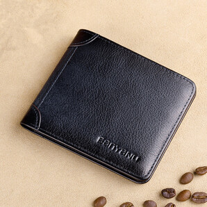 牛革財布 メンズ 本革 カード 11枚収納 大容量財布 社会人 紳士用 ボックス型 誕生日プレゼント 二つ折り財布*新品*当日発送(黒灰色)