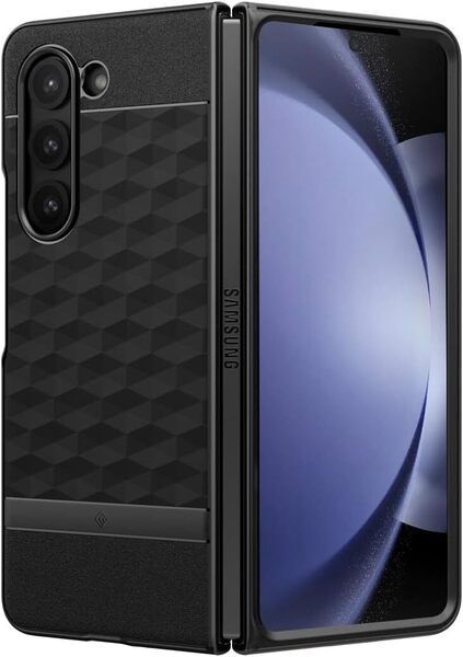 Samsung Galaxy Z Fold 5 対応ケース エアスペース テクノロジー保護 TPU + PC 二重保護 スマホケース カバー マットブラック