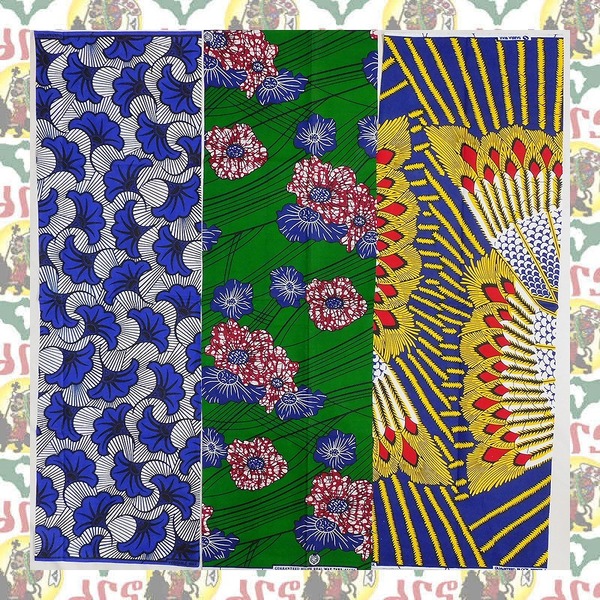 アフリカンプリント 生地 お買い得 35cm x 115cm 3柄 K43(ハギレ パッチワーク 手作りマスク 小物作成に)