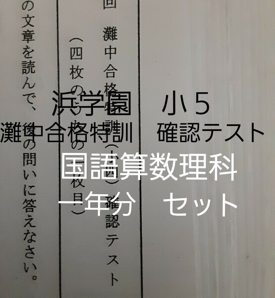 浜学園 小5 灘中合格特訓 確認テスト 国語算数理科 セット 一年分