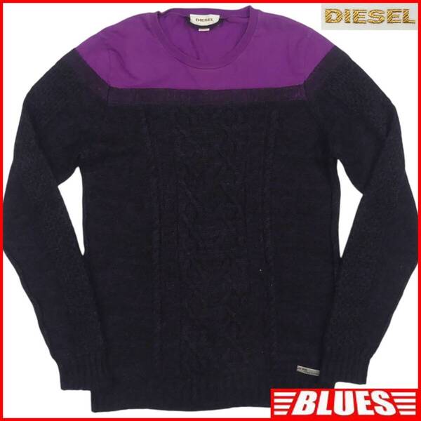 即決★DIESEL★メンズ M ニット セーター ディーゼル 黒 紫
