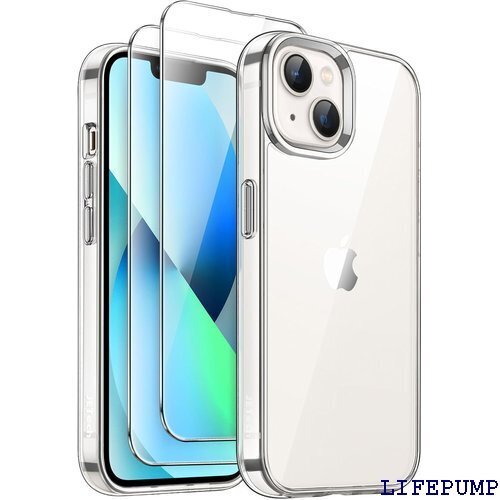 JETech 3 in 1 iPhone 13 6.1 ム付き 黄ばまない 耐衝撃バンパー スマホカバー クリア 2398