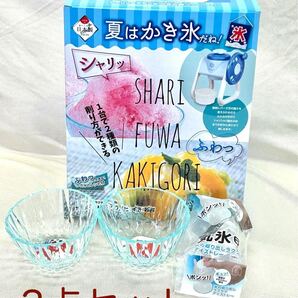シャリッとフワッとかき氷器、丸氷アイストレー、かき氷用うつわ×2のセット