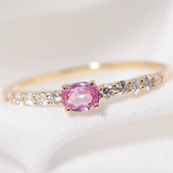 パパラチアサファイア リング 0.21ct D0.16ct k18