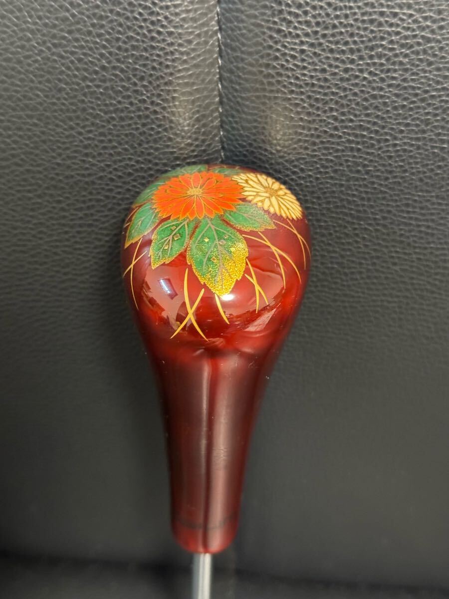 送料無料 希少 シフトノブ ウッド 和柄 菊 旧車 当時物 未使用 レトロ デコトラ ネオクラ ハイエース プリウス ベンツ 水中花 M6 JDM USDM