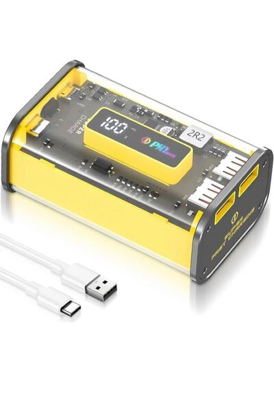 モバイルバッテリー 10000mAh 大容量 急速充電 22.5W / PD20W 透明 小