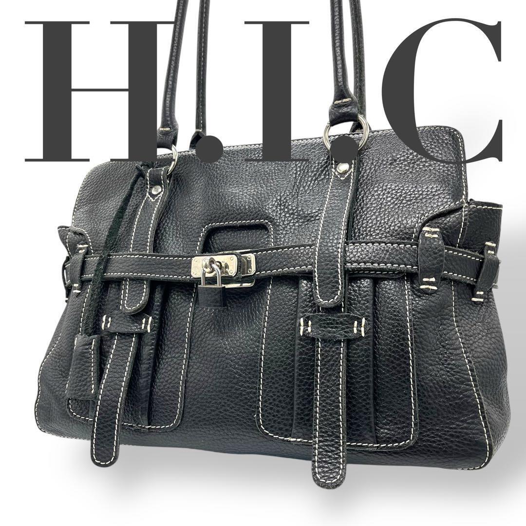 美品 H.I.C エイチアイシー ショルダーバッグ レザー ブラック