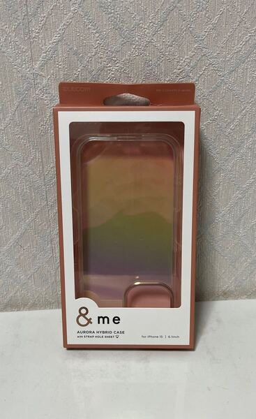 702i1407 エレコム iPhone15 ケース &me オーロラ 可愛い おしゃれ ハイブリッド素材 四つ角エアークッション ストラップ