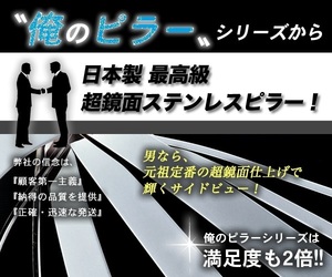 ラパン Lapin アルトラパンHE22 俺の元祖♪ 超鏡面ステンレスピラー 在庫あり メッキピラー バイザー装着車対応 6枚セット 新品未使用