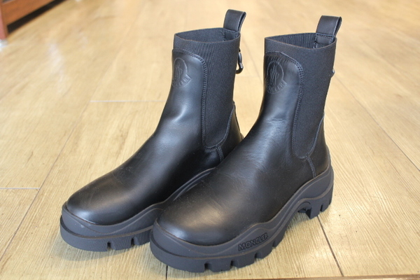 未使用 MONCLER Larue チェルシー ブーツ ブラック モンクレール レザー EU 35 JP 22.5 アンクル