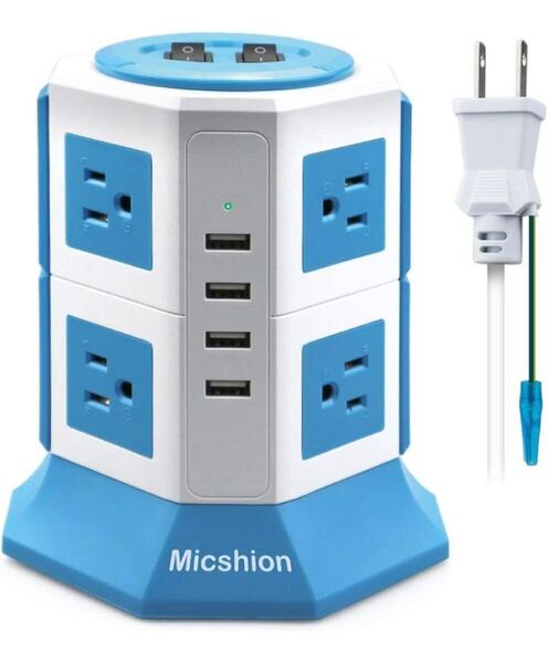 電源タップ タワー12-in-1 AC 8個口 USB 4ポート