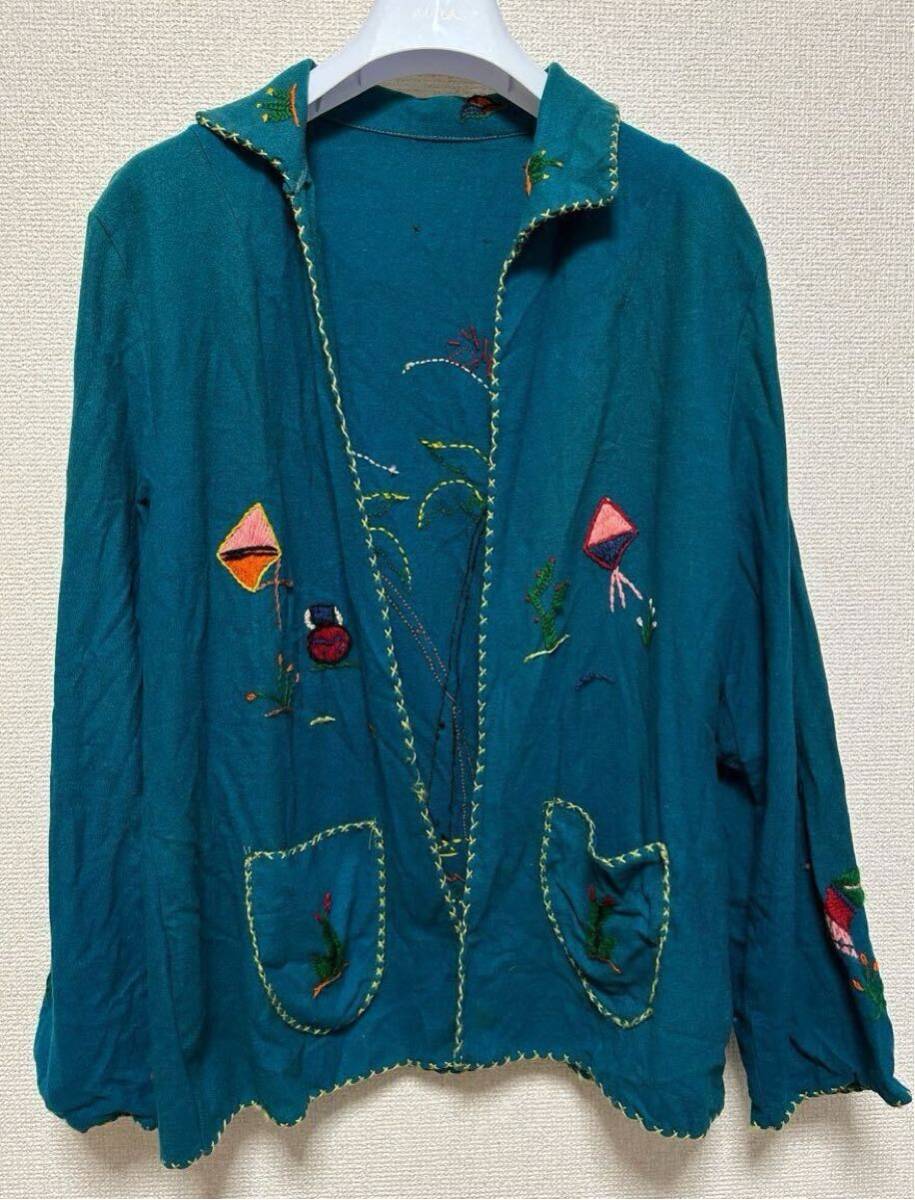 Mexican Embroidery Poncho #1／メキシコ 刺繍 ポンチョ ニット