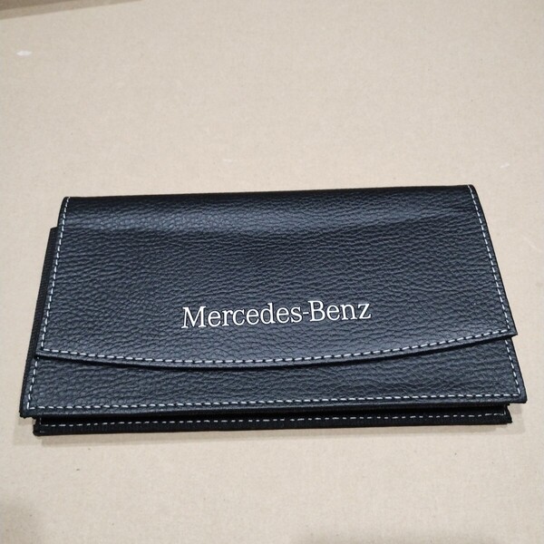 3★美品! メルセデス・ベンツ 白ステッチ 純正品 車検証ケース 車検証入れ 取説入れ 収納ケース カバー ブラック★