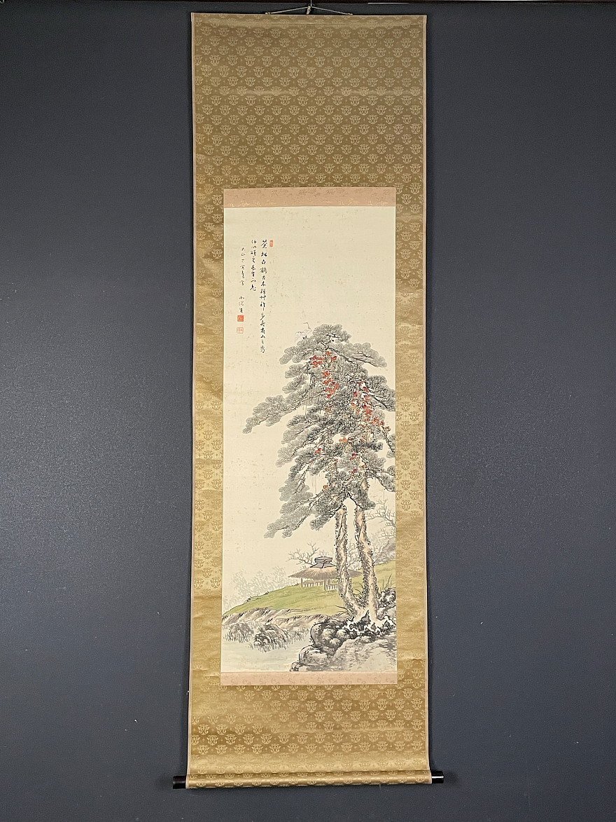 新版 掛け軸 森寛斎 二重共箱（2025年最新 共箱 古美術 松 山水絵 書