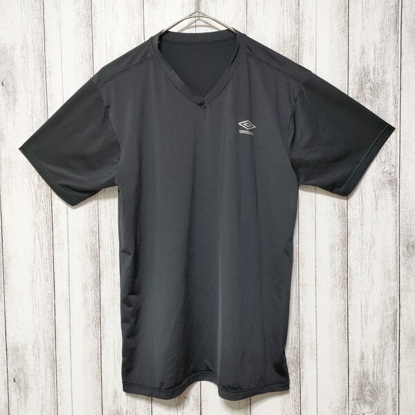 umbro アンブロ (L) ストレッチ Tシャツ ブラック ロゴプリント