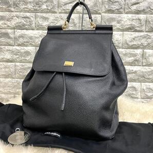 美品 DOLCE&GABBANA ドルガバ シシリー レザー リュック ブラック