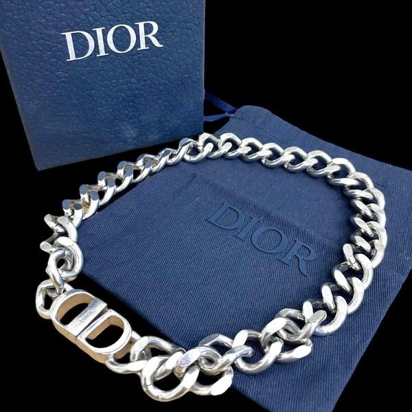 Dior CDロゴ シルバー チェーン リンク ネックレス