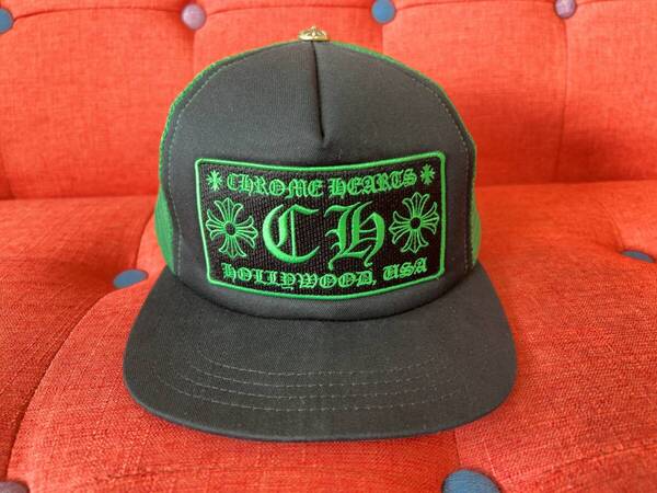 DEEPS★Chrome Hearts CH Hollywood Trucker Hat Black/Green★クロムハーツ トラッカーキャップ Cap