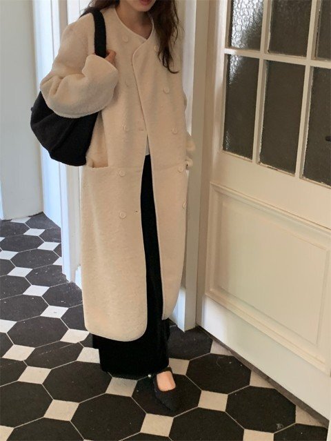 ロングコート アウター 羽織 長袖 シンプル ラウンドネック 丸首 きれいめ オフィスカジュアル ワンサイズ グレー ロングコート アウター 羽織 長袖 シンプル ラウンドネック 丸首 きれいめ オフィスカジュアル ワンサイズ グレー
