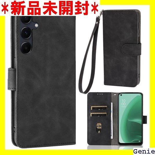 Galaxy A55 5G ケース 手帳型 ストラップ 帳ケース カードケース つや消し 落ち着いた色 ブラック 180