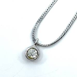 elite MODELS エリートモデルス シルバー ネックレス 一粒 ラウンド 縁ロゴ ラインストーン 石 レディース アクセサリー